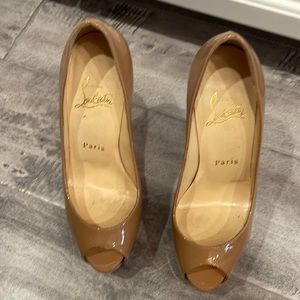 Christian Louboutin nude patent very high heel